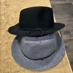 Set of 2 -Black and Gray Fedora Hats